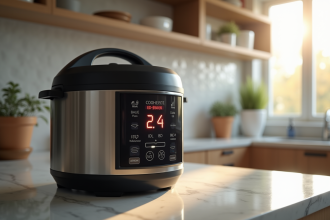Cuisine moderne avec multicooker affichant erreur 24