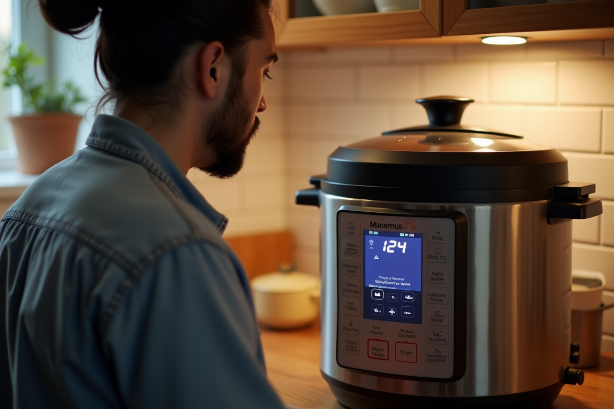 Cuisinier frustré face à un multicooker en panne