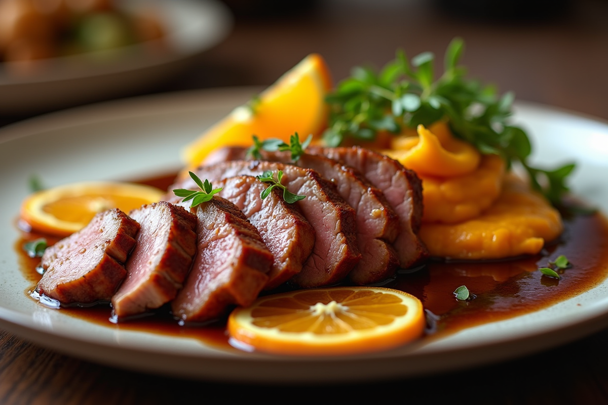 Filet de canard avec tranches d
